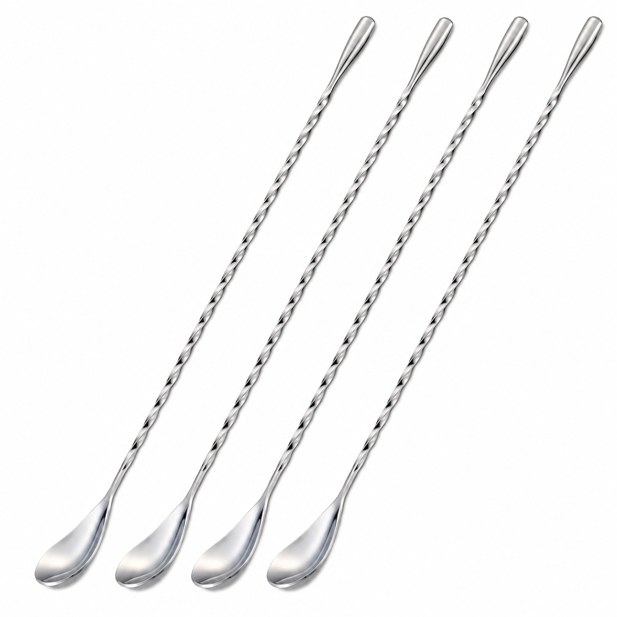 KITPRO 30CM Stainless Steel Bar Spoon, 304 Spiral Mixing Spoon for Coffee, Cocktail, Milk Tea & Juice, Long Handle Stirring Spoon for Café, Bar & Home Use