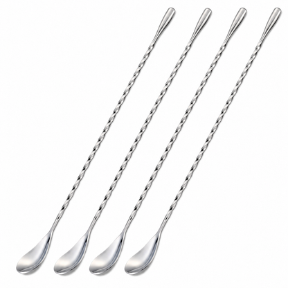 KITPRO 30CM Stainless Steel Bar Spoon, 304 Spiral Mixing Spoon for Coffee, Cocktail, Milk Tea & Juice, Long Handle Stirring Spoon for Café, Bar & Home Use