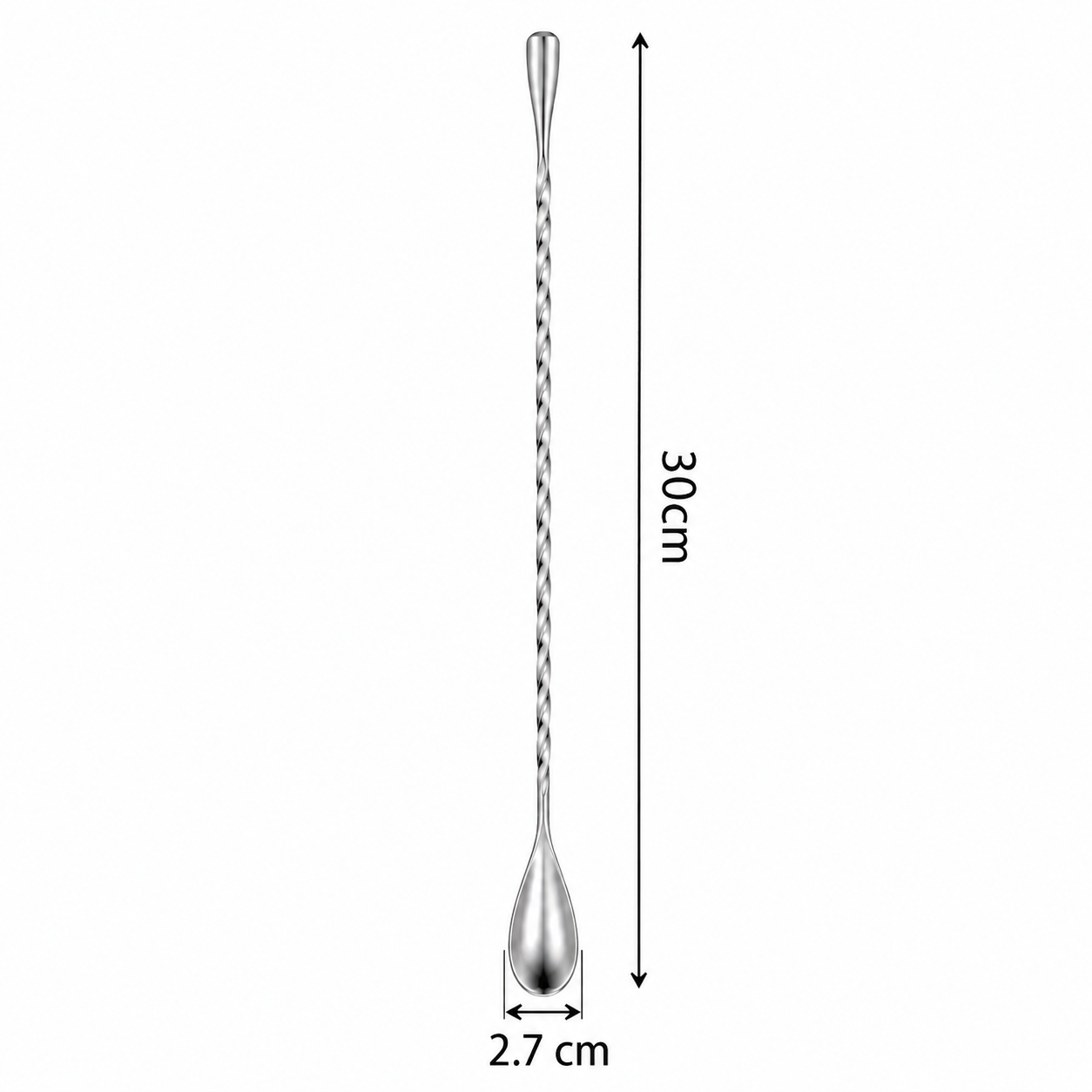KITPRO 30CM Stainless Steel Bar Spoon, 304 Spiral Mixing Spoon for Coffee, Cocktail, Milk Tea & Juice, Long Handle Stirring Spoon for Café, Bar & Home Use