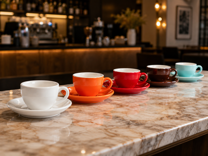 KITPRO Nordic Espresso Cups and Saucers Set, Ceramic Coffee Cup for Espresso, Cappuccino & Latte, Minimalist Modern Design, 75ml-350ml