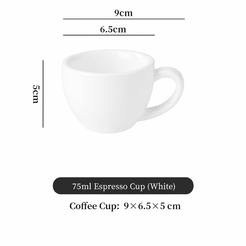 KITPRO Nordic Espresso Cups and Saucers Set, Ceramic Coffee Cup for Espresso, Cappuccino & Latte, Minimalist Modern Design, 75ml-350ml