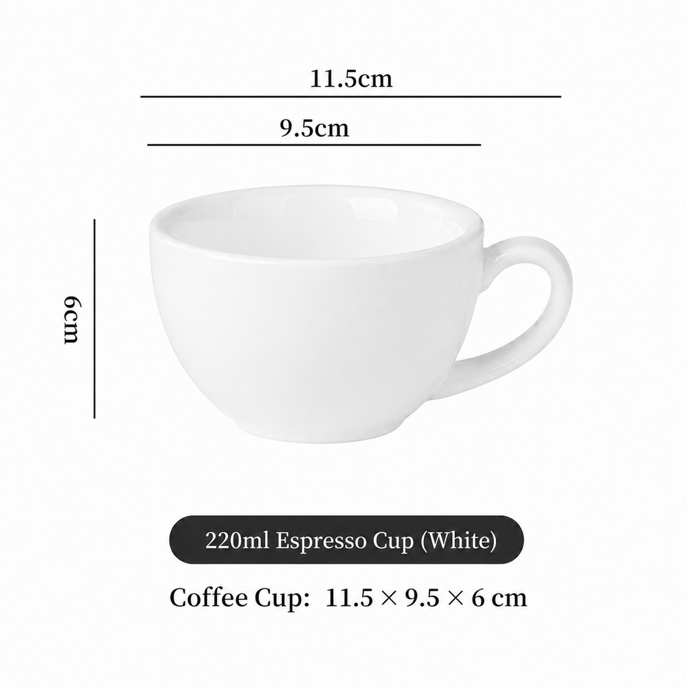 KITPRO Nordic Espresso Cups and Saucers Set, Ceramic Coffee Cup for Espresso, Cappuccino & Latte, Minimalist Modern Design, 75ml-350ml