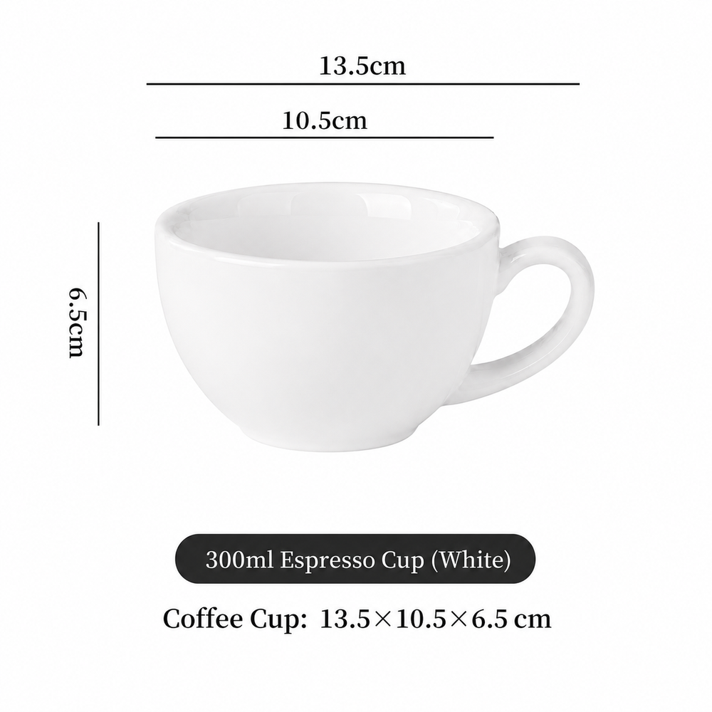 KITPRO Nordic Espresso Cups and Saucers Set, Ceramic Coffee Cup for Espresso, Cappuccino & Latte, Minimalist Modern Design, 75ml-350ml