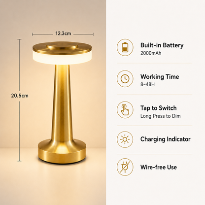 Cordless Rechargeable LED Table Lamp, Keep Power for 72H Table Light, Waterproof Touch Portable Dimmable LED Table Lamp for Restaurant, Hotels, Cafes, Bars and Dining Tables